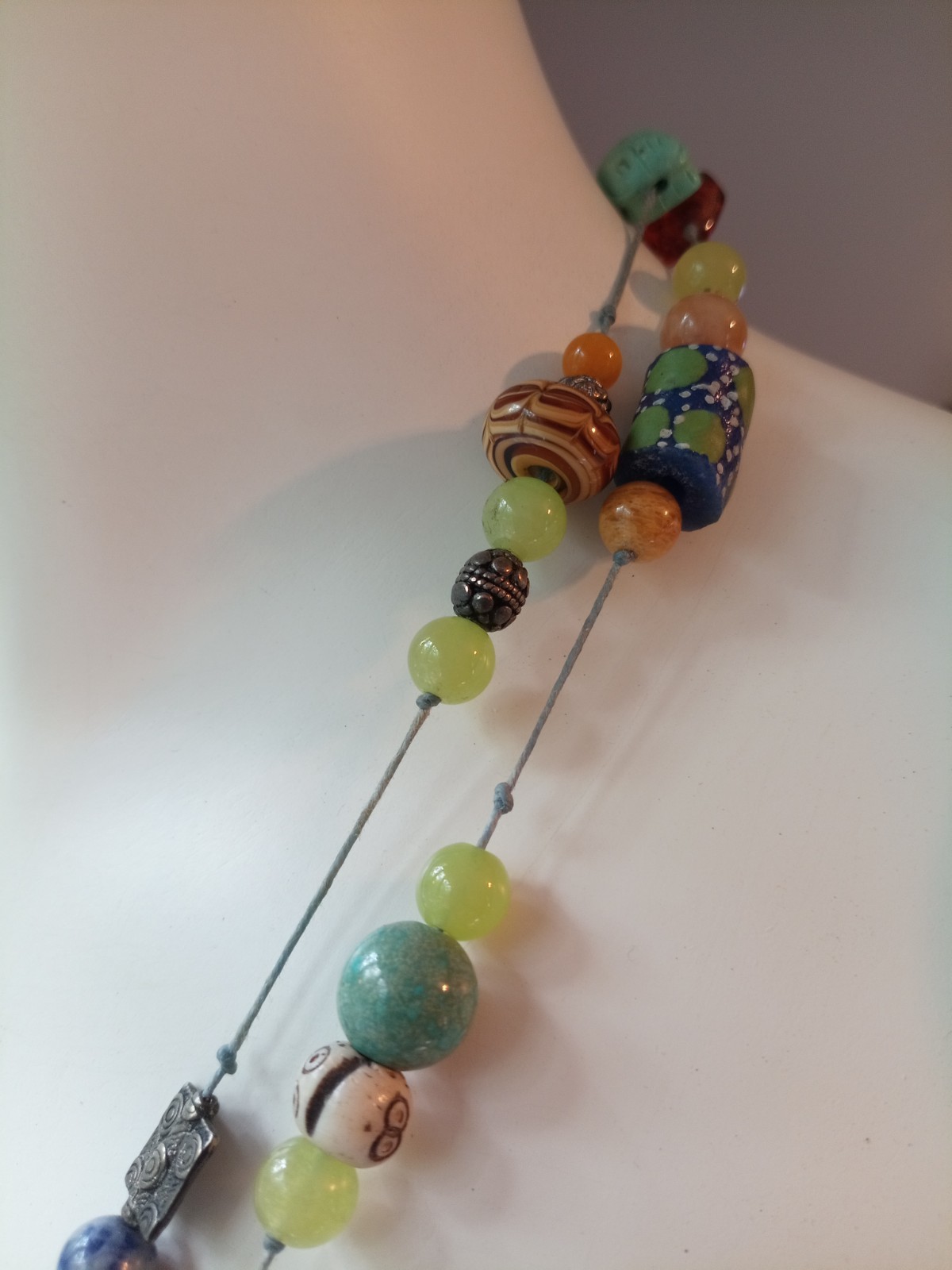 VNTG Artisan African Necklace with Various Beads&Gemstones. Read All Description