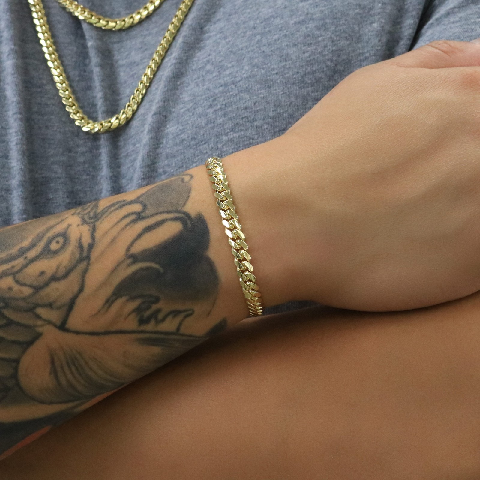 14K Yellow Gold Solid 6mm Miami Cuban Link Chain Bracelet Men 7″ 7.5″ 8″ 8.5″ 9″