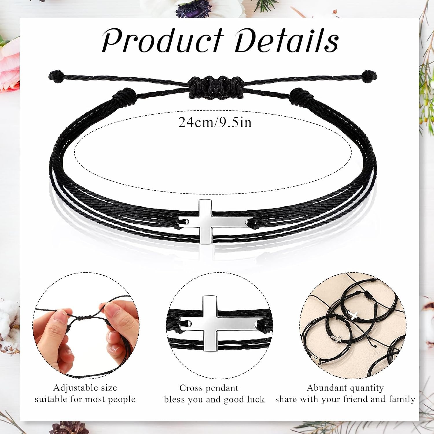 Handmade Cross Bracelets – 30 Pcs Adjustable Christian Gifts for All Ages