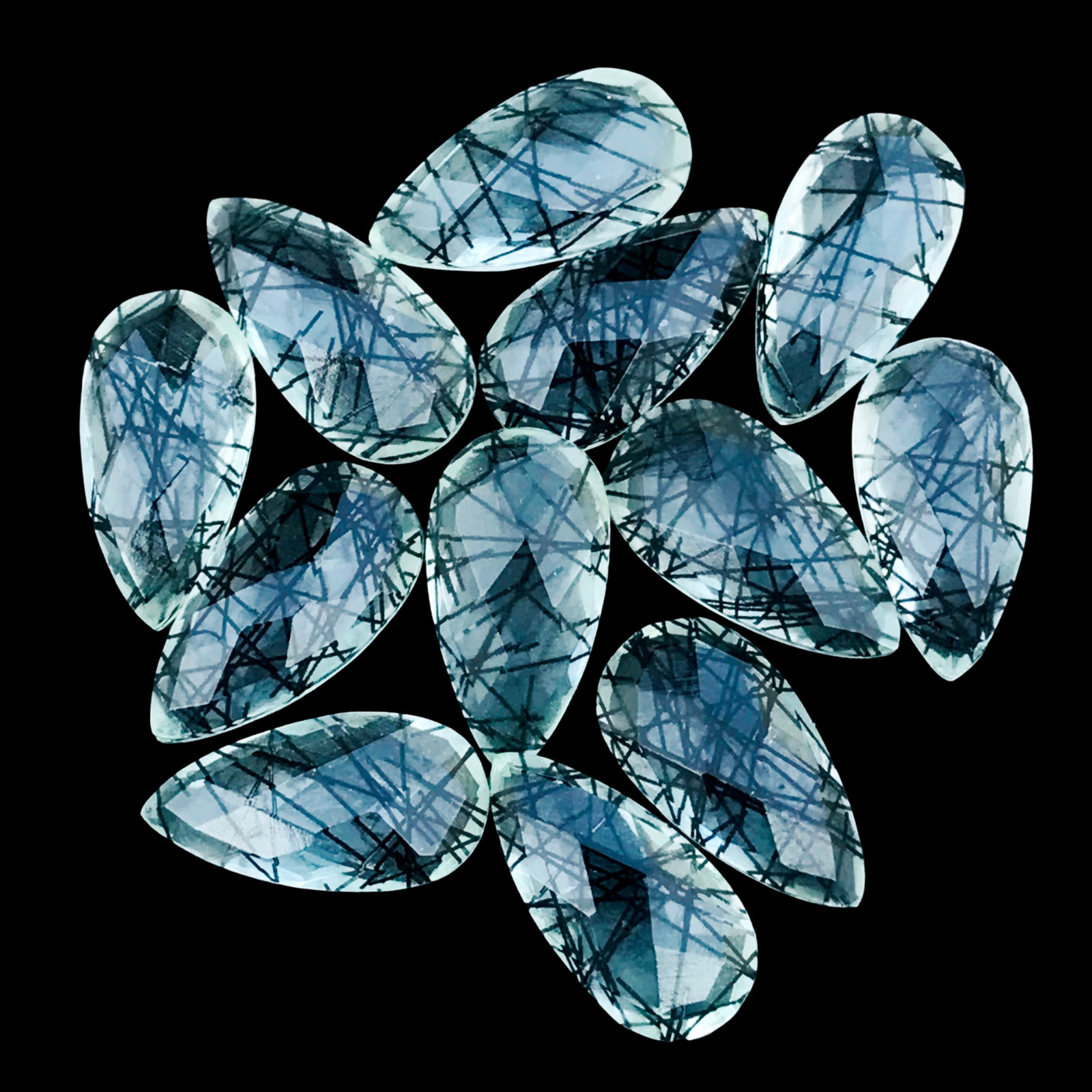 20 Pcs Faceted Black Rutilated Hydro Quartz Gemstone -6x8mm-10x20mm Approx