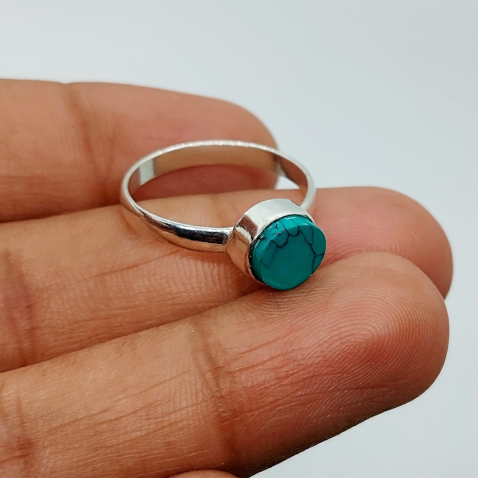 Turquoise Gemstone 925 Sterling Silver Ring Handmade Jewelry Gift For Her