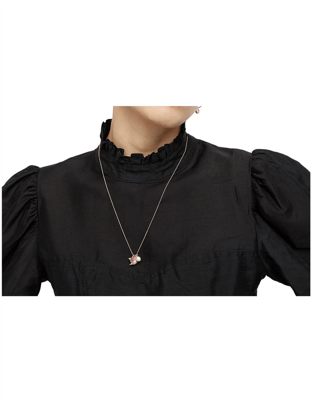 Mimco Firefly Charm Necklace Freshwater Pearl Rose Gold Silver Toned