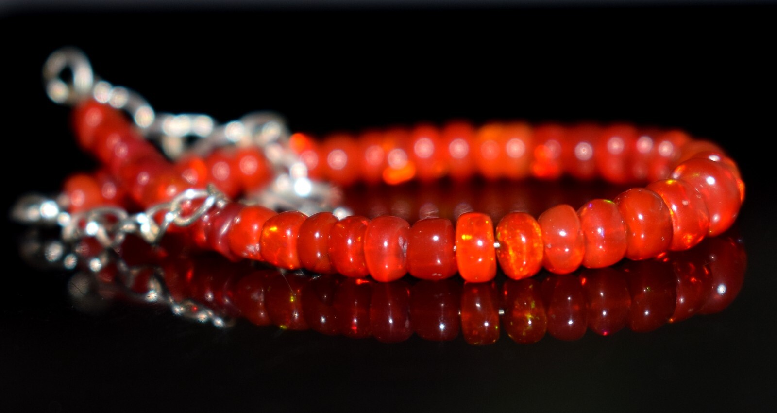 925 Sterling Silver Natural Ethiopian Opal Gemstone Beads 7″Bracelet F2110