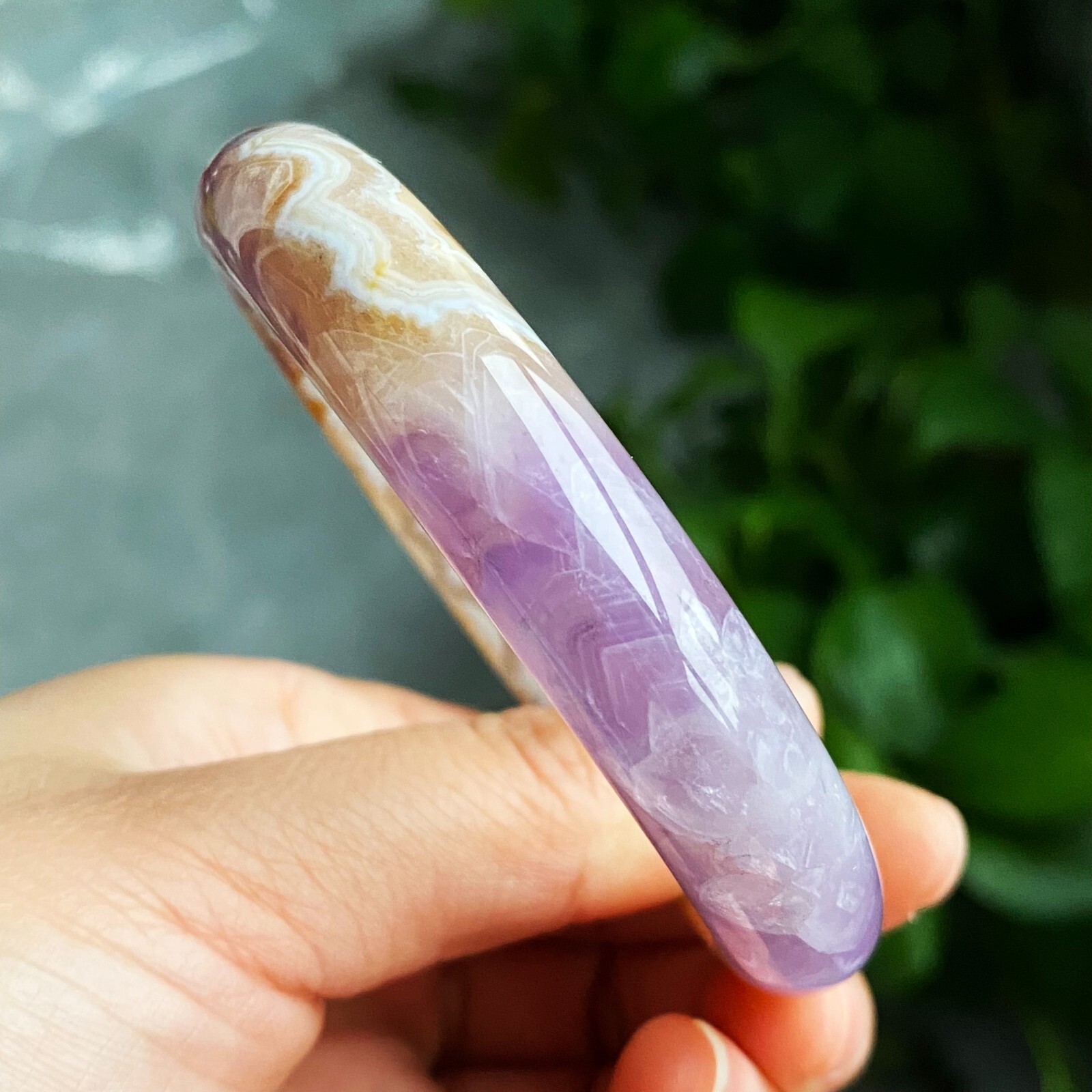 61mm Natural Rare Amethyst Agate Crystal Gemstone Bangle C9