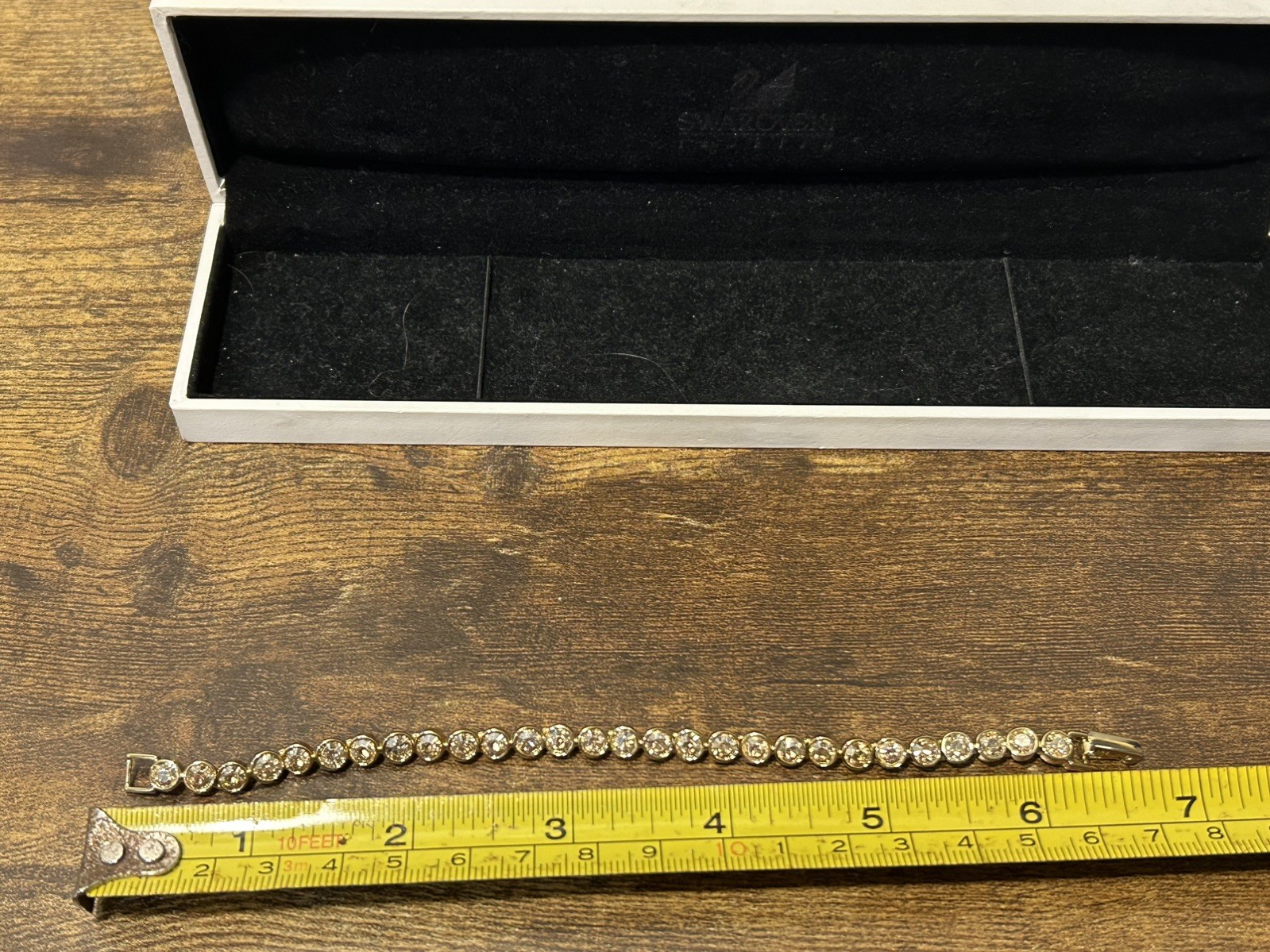Stunning Swarovski Champagne Yellow Gold Plated Tennis Bracelet 17.5cm approx