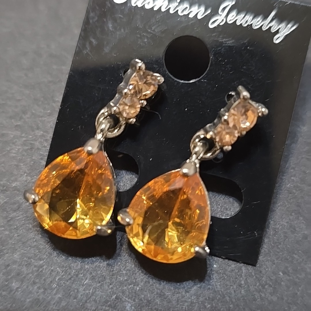 citrine dangle Faux earrings vintage