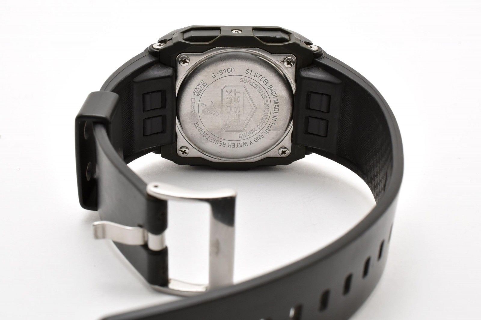 Casio G SHOCK G 8100 Quartz Digital Watch Black LCD Stainless Case Resin Belt Me