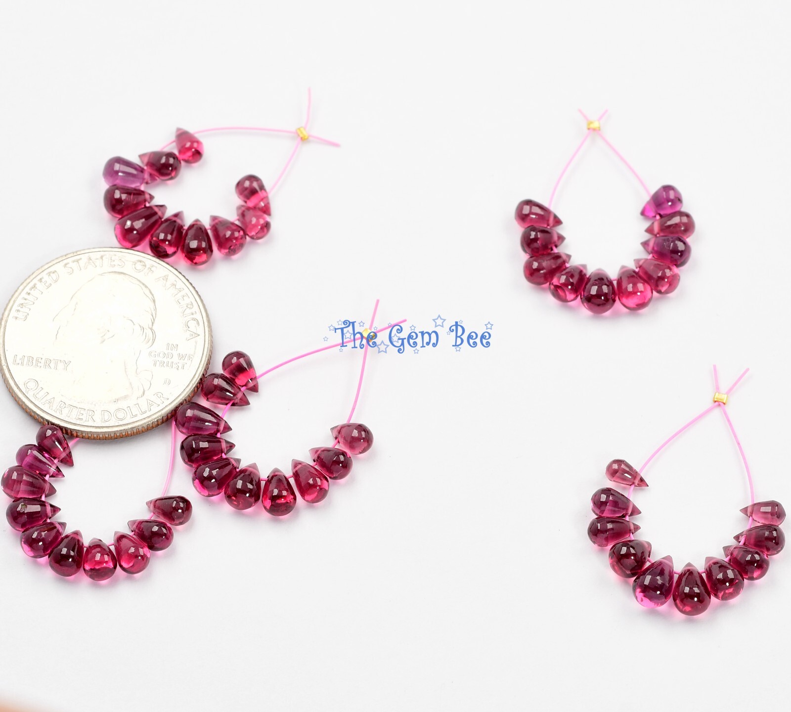 Gem Rhodolite Garnet Smooth Full Teardrop Briolette Beads (10)