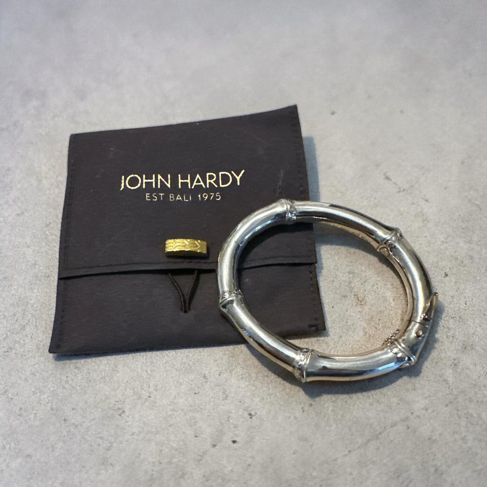 John Hardy Bamboo Bracelet 925 Sterling Silver Hinged Bali Artisan Luxury 9mm