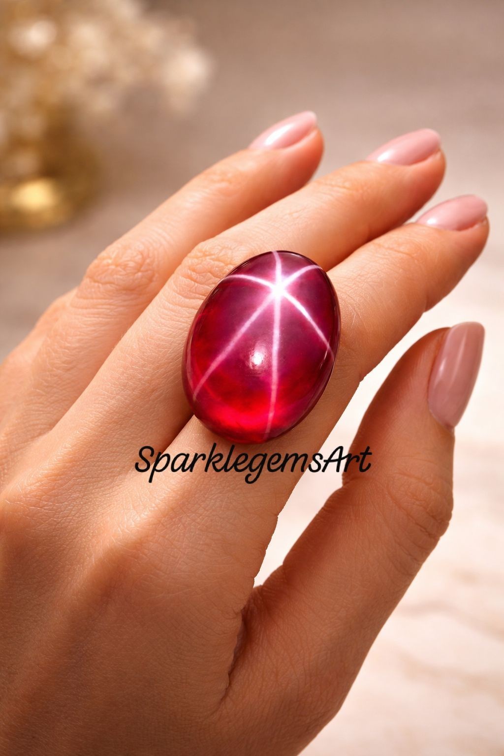 14t Natural Star Ruby Gemstone Oval Cut Loose Gemstone 6 Rays star Ruby Jewelry