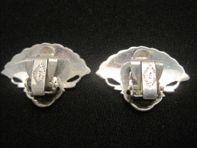 Vintage Siam Sterling Silver Clip On Earrings Weighs 7.83 Grams