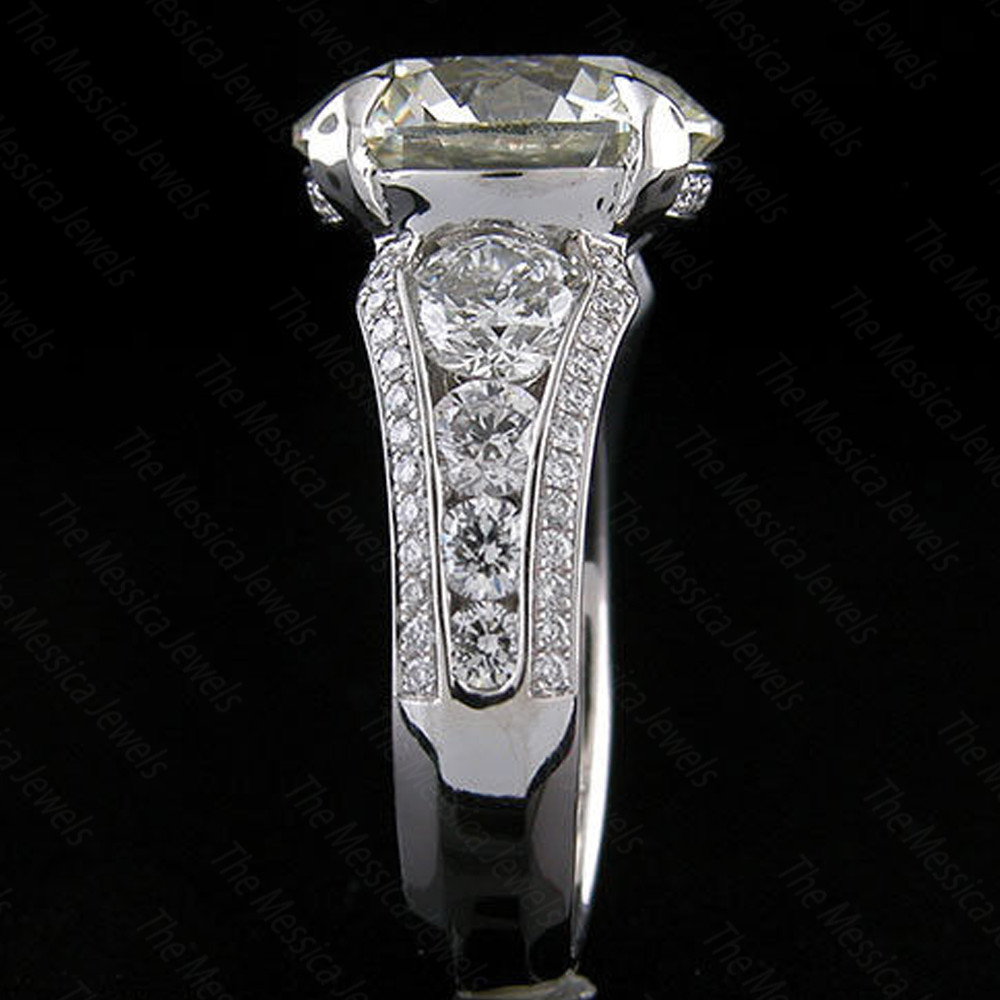 5.31 TCW 10 mm Round Cut D FL Moissanite Engagement Ring In 925 Sterling Silver