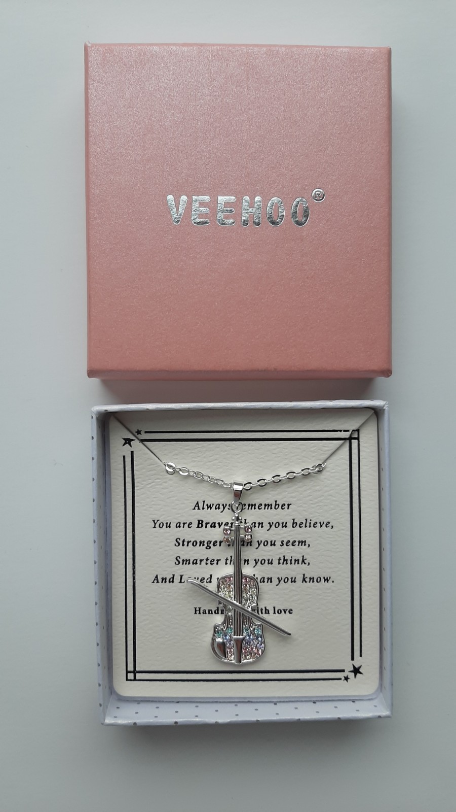 Rhinestone Violin Necklace For Women Or Girls Veehoo Brand