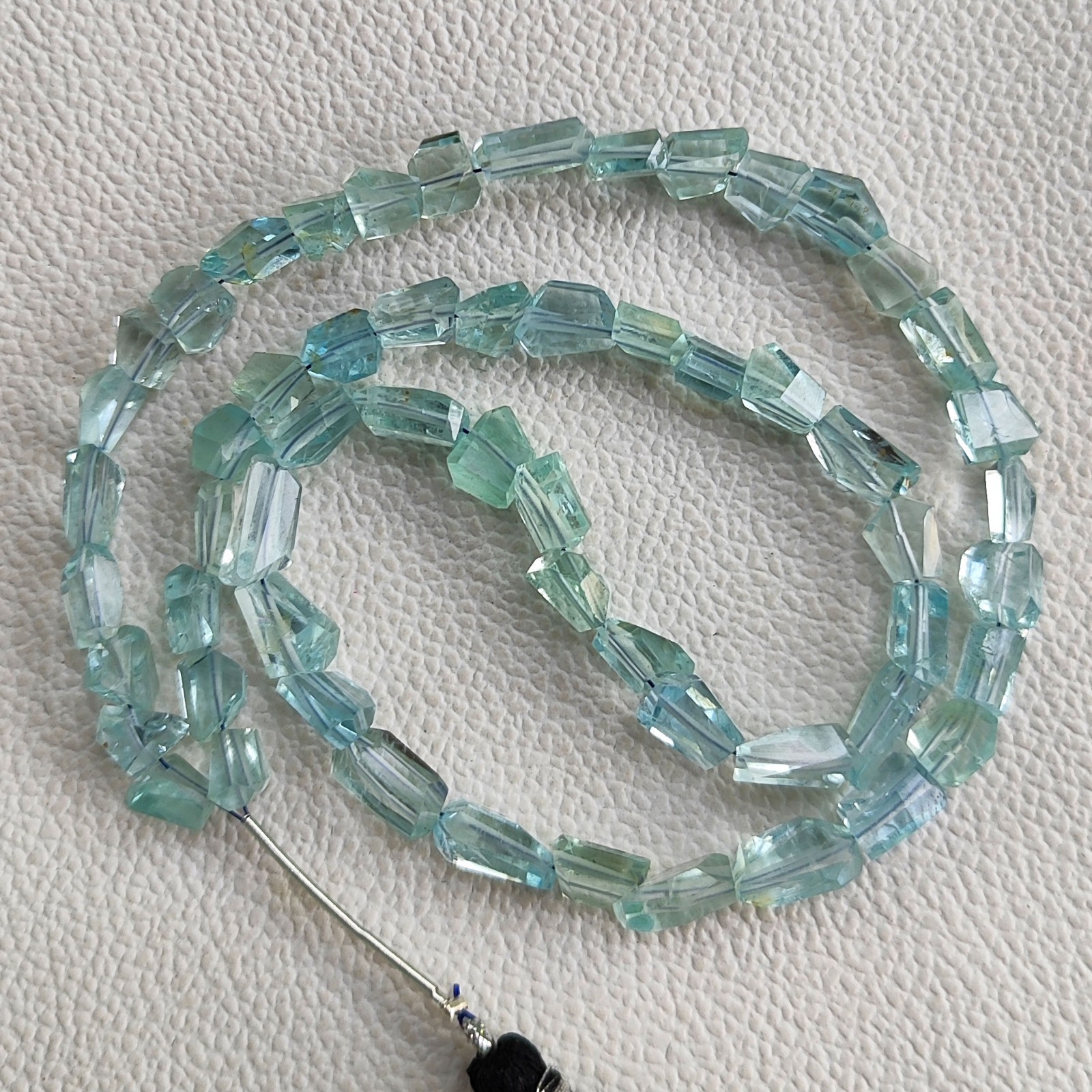 Natural Blue Aquamarine Faceted Nugget Beads 7-9mm 16″ Strand Brazil Jewelry DIY
