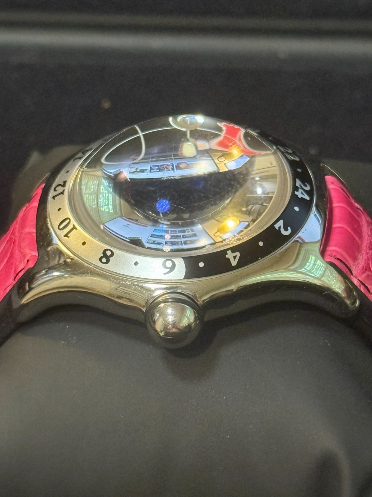 Corum Bubble GMT 383.250.20 45mm Black World Map Dial Automatic Wristwatch