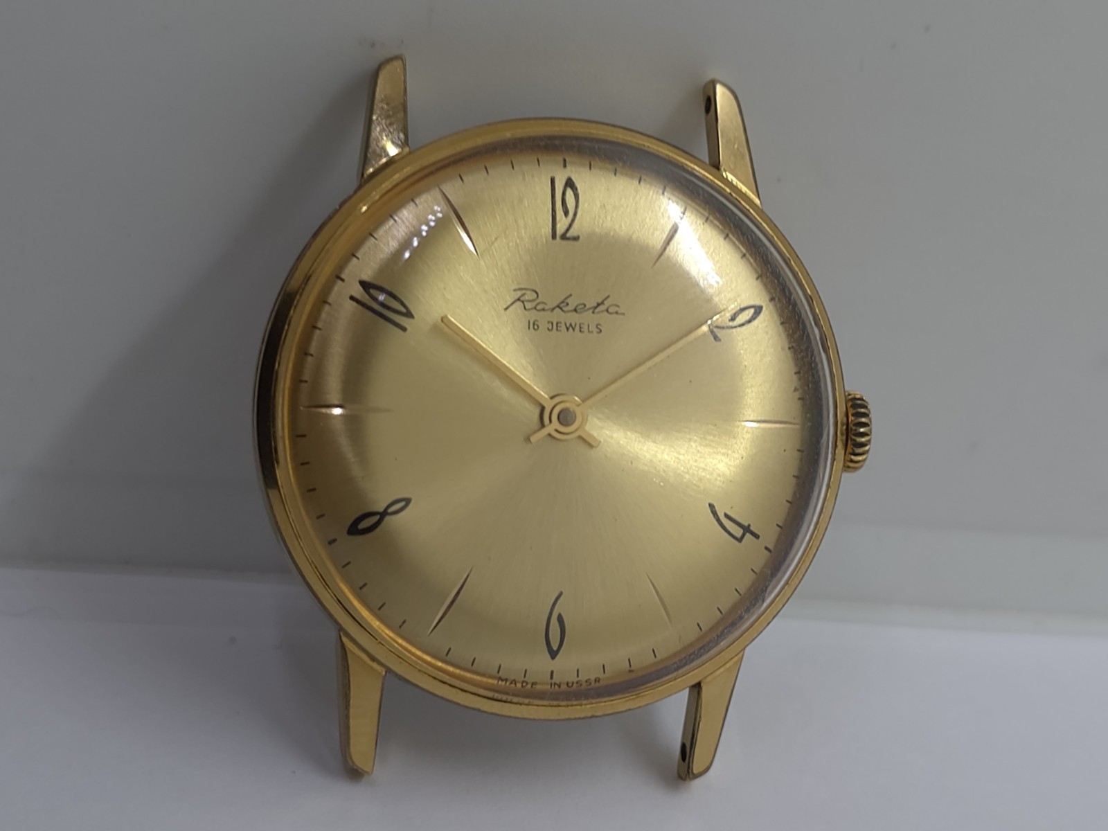 Vintage Raketa USSR Cal. 2601 Working Very Well Gold Plated AU10- Watch Good Loo