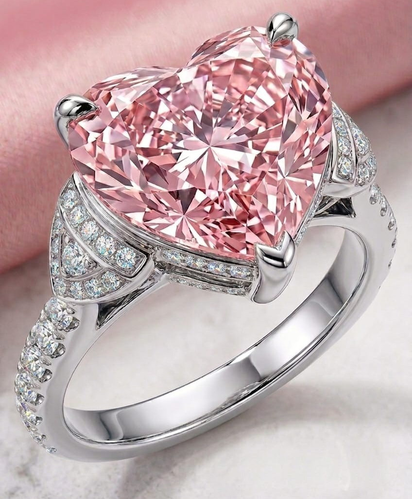 8.00 Ct Certified Heart Shape Pink Natural Diamond Engagement Ring Great Shine