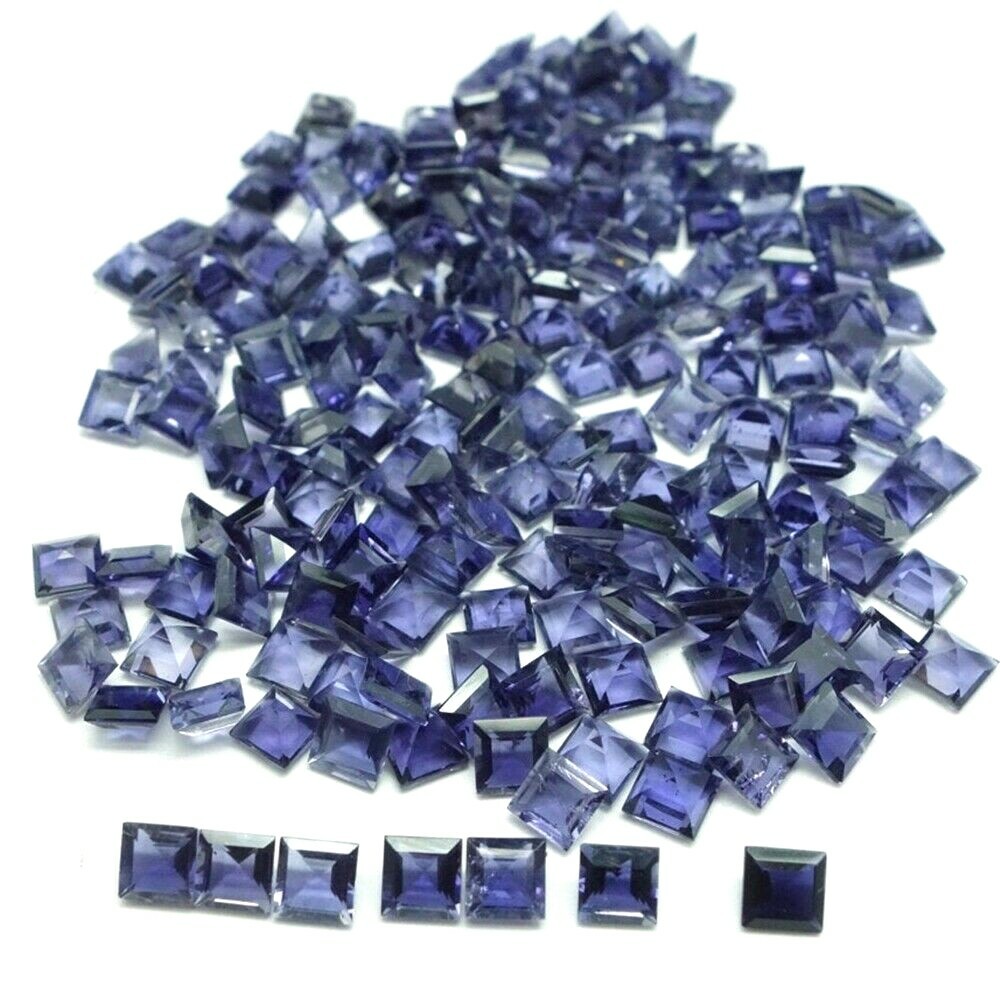 Wholesale Lot 3mm to 5mm Square Cut Natural Iolite Loose Calibrated Gemstone