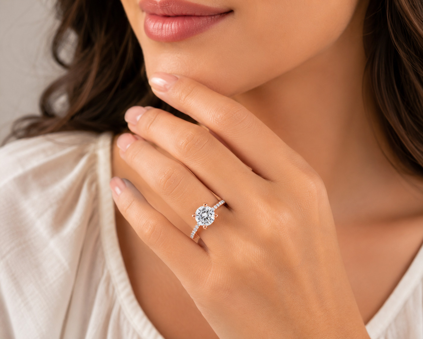 Round Cut 0.80Ct Lab Grown Diamond Engagement Ring in 10K Solid Gold for Women