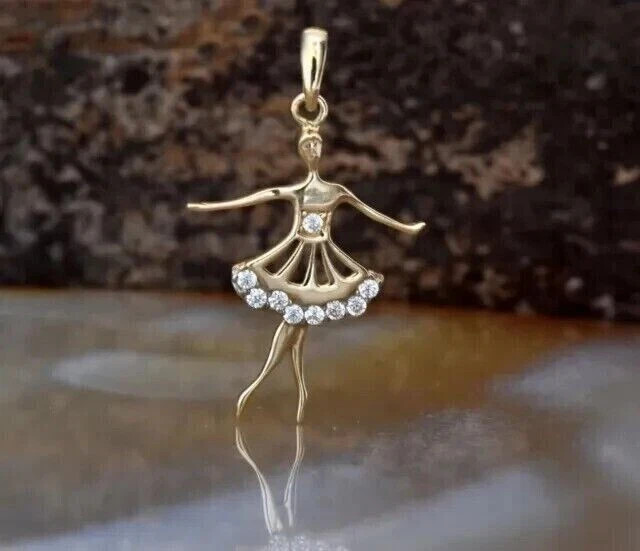 Holy Cross Charm Pendant Round Cut Simulated Diamond In 14k Yellow Gold Plated