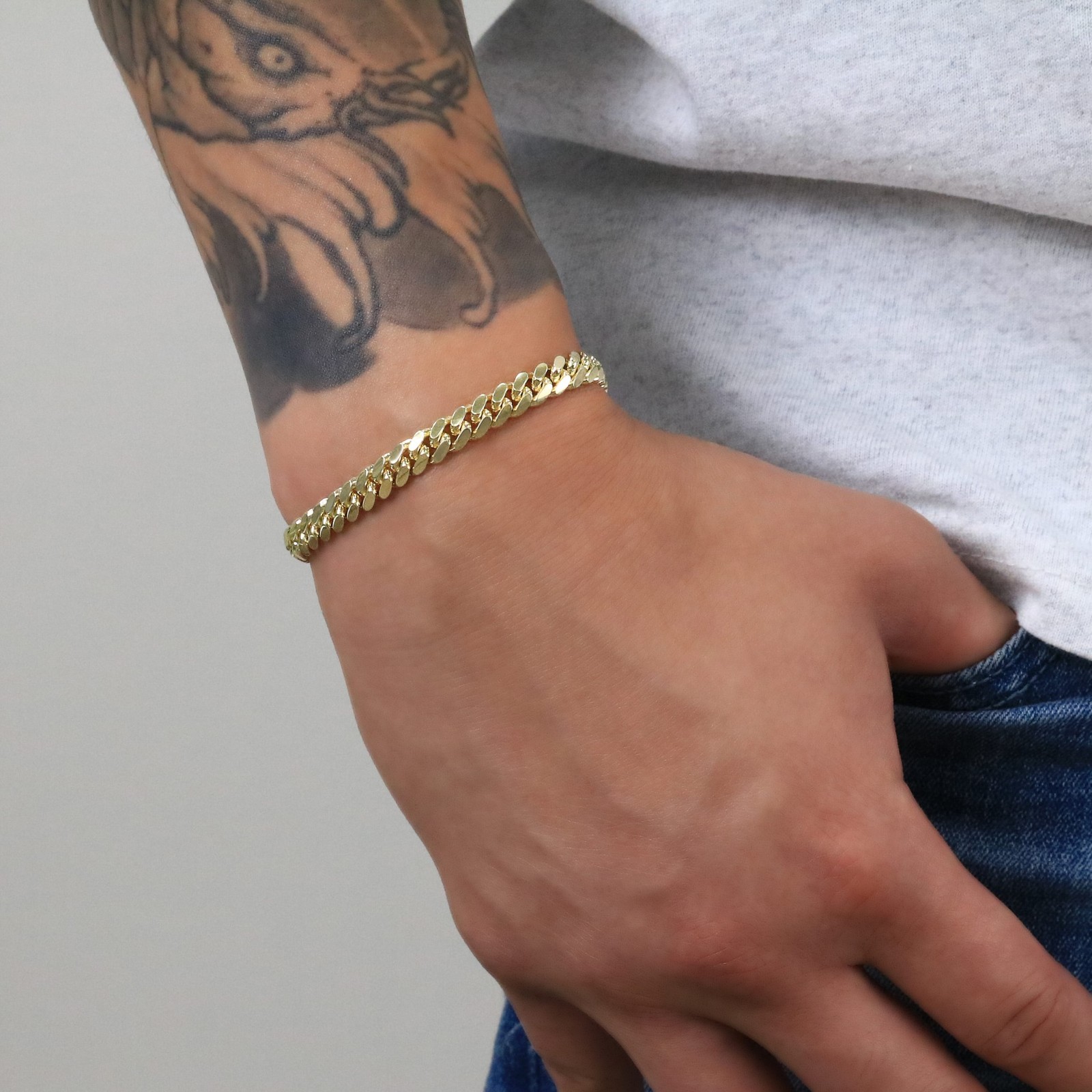 14K Yellow Gold Solid 6mm Miami Cuban Link Chain Bracelet Men 7″ 7.5″ 8″ 8.5″ 9″