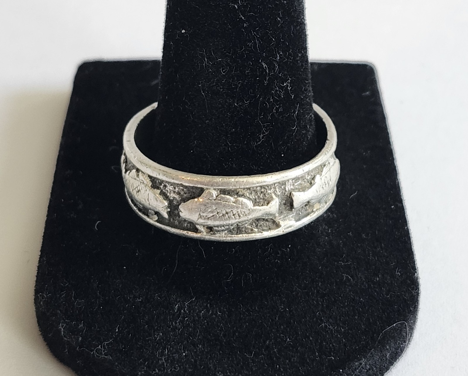 Peter Stone PSCL Sterling Silver 925 Band Ring Fish Bass Trout