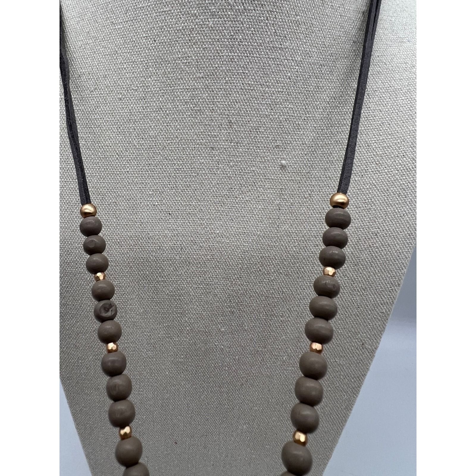 Gray Agate Slice Tassel Pendant Necklace Boho Statement Long Beaded Gray Stone