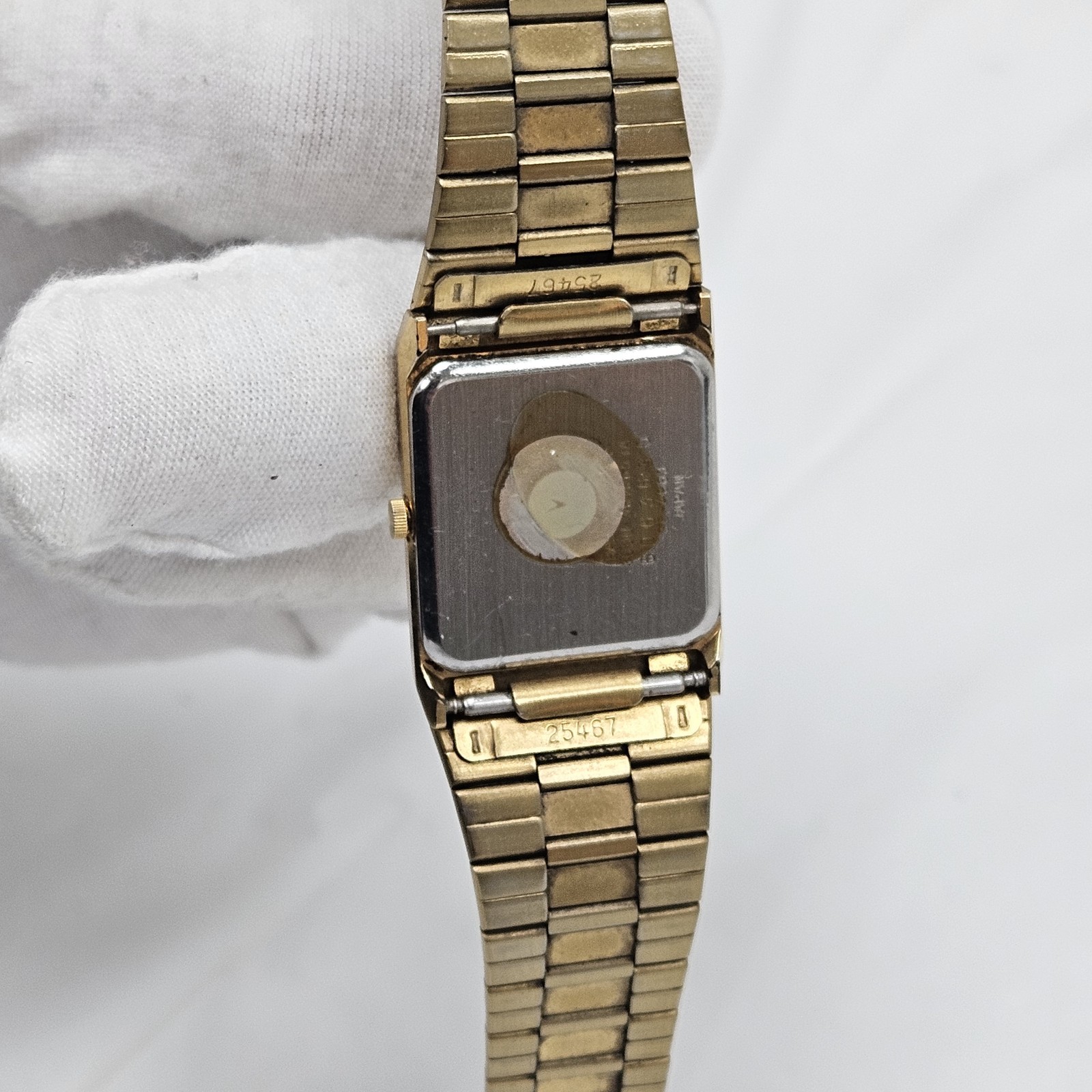 Vintage Citizen CQ 3630 Gold Tone Quartz Mens Tank Dress Wrist Watch New Battery