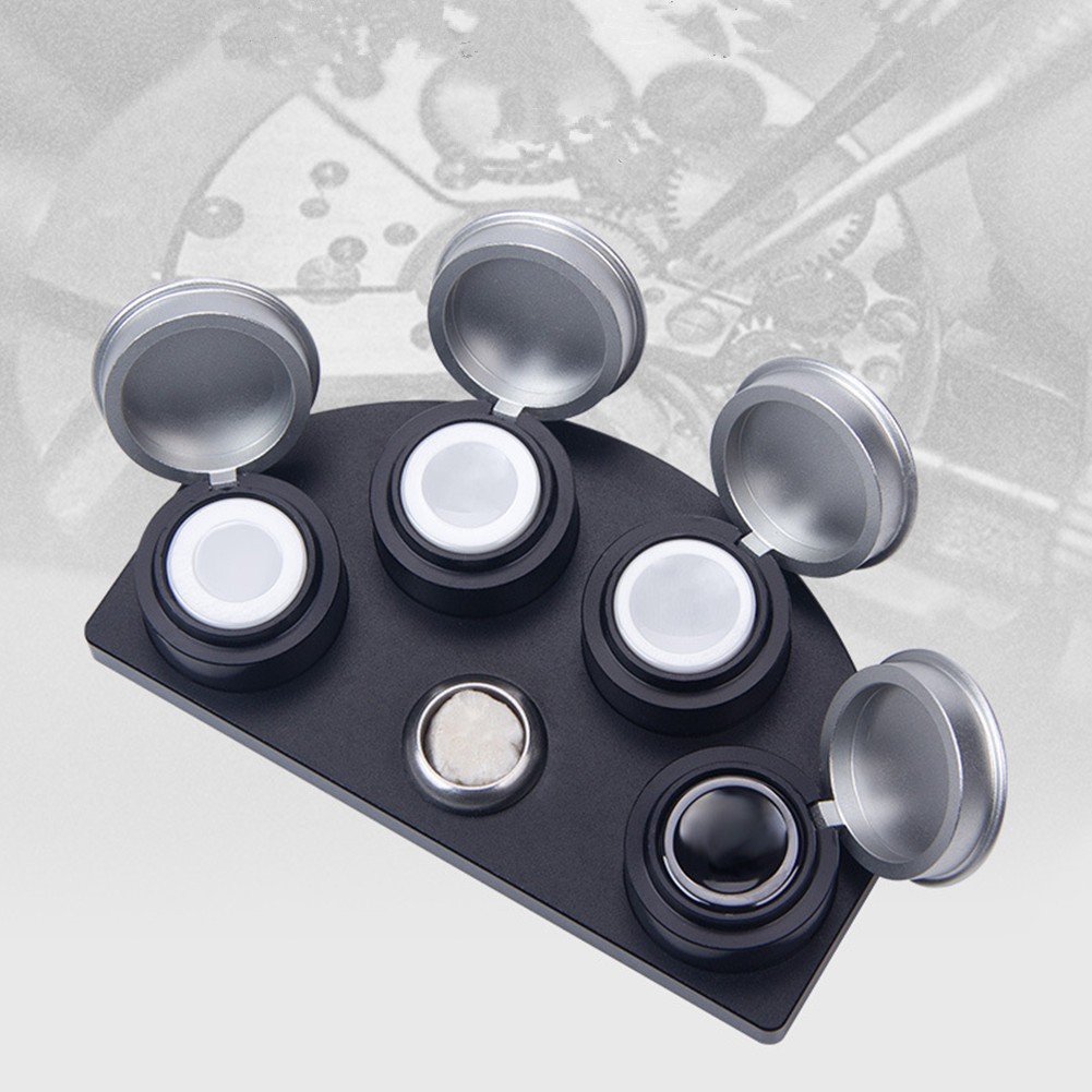 Oil Cup Stand with 4 Ceramics Containers for Watchmaker Watch Repair Tool kit B