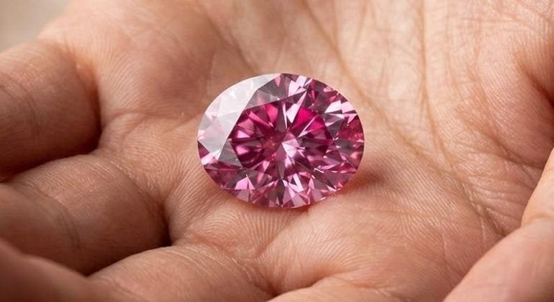 2.5 Ct Pink Color Oval Cut VVS1 Labgrown Clarity 8×10 MM premium Gems+ Free Gift