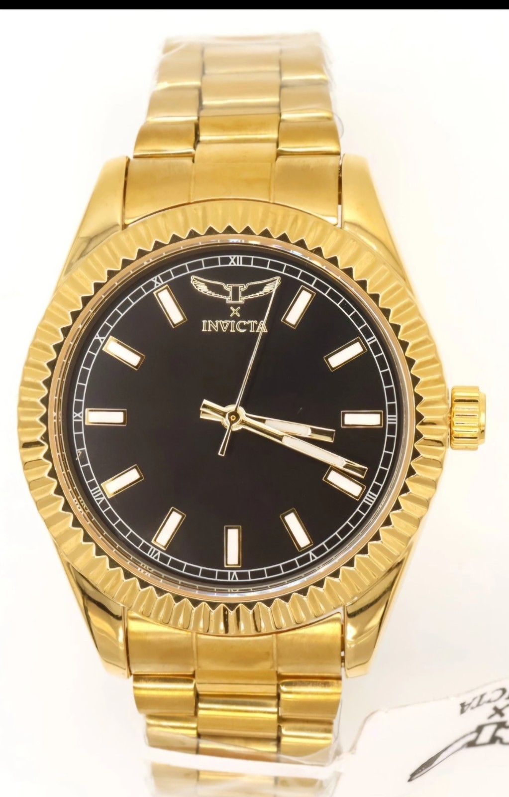 Invicta 69006 Golden Noir Gold Case Black Dial Flame Fusion Crystal Watch