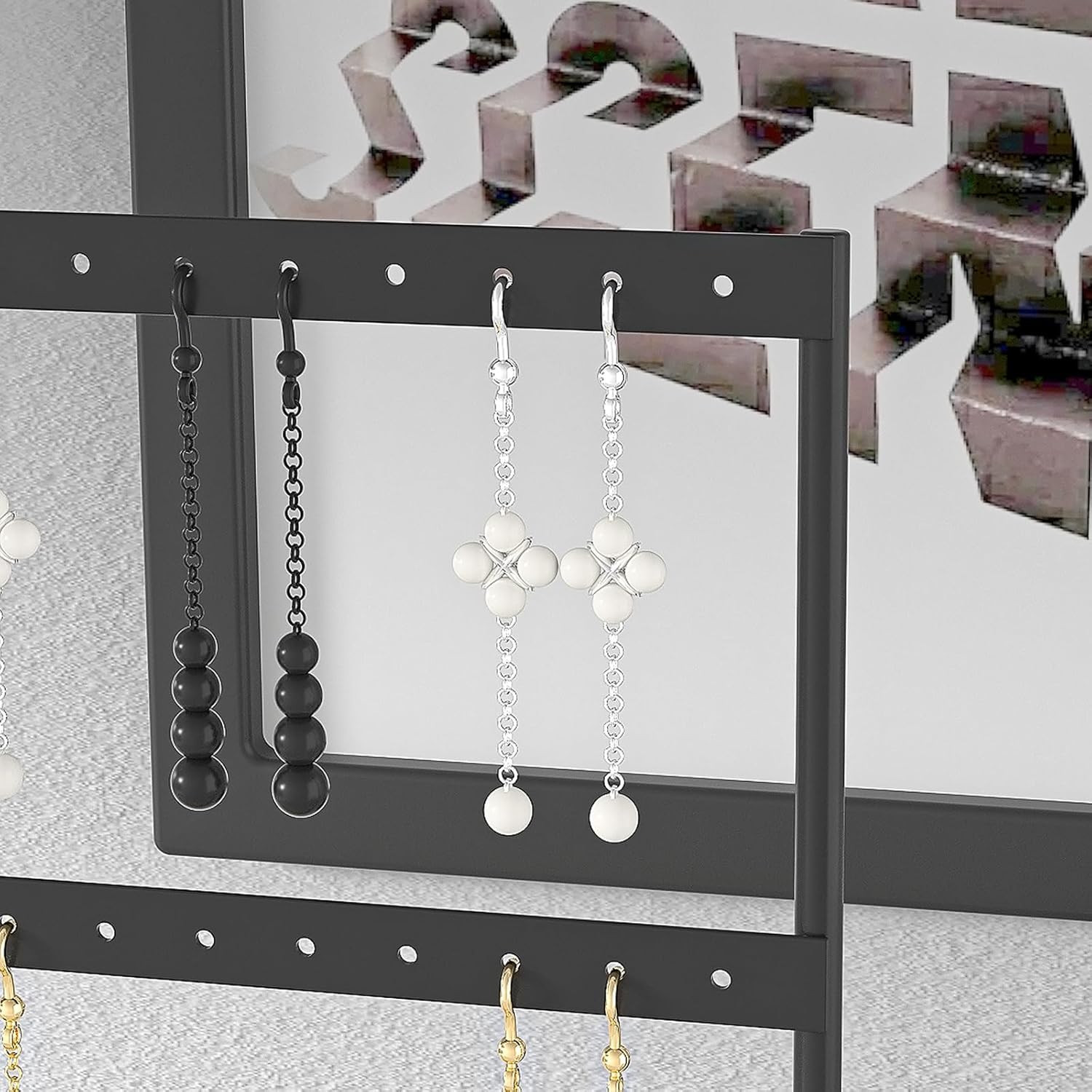 Earring Holder Stand 3-Tier Hanging Jewelry Organizer Display Rack Storage
