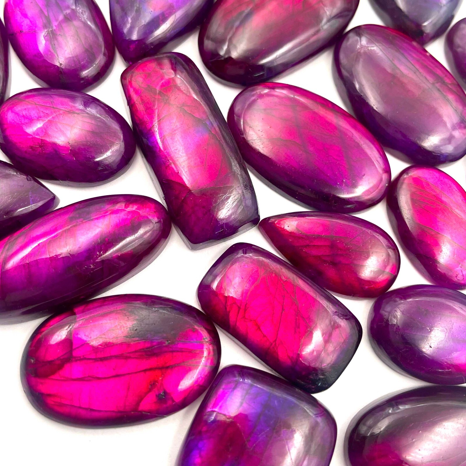 Natural Labradorite Mix Size Purple Coated Loose Gemstone Cabochon Lot 100 CT
