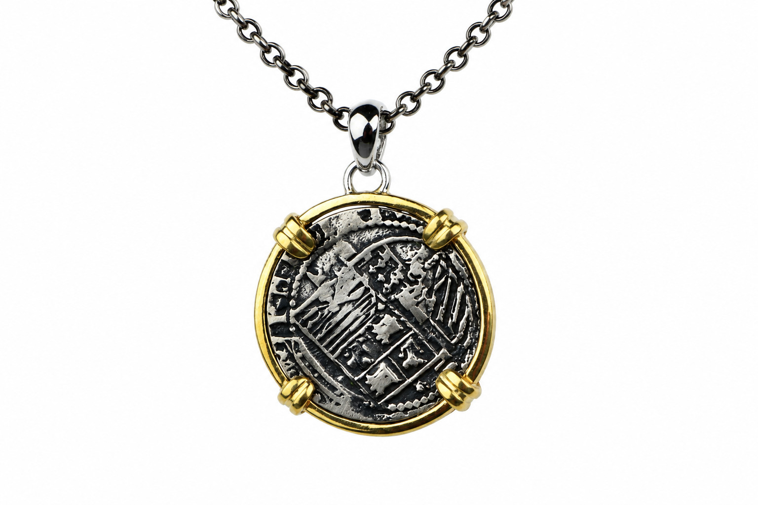 Atocha Style Shipwreck Coin Pendant 33 Carats 925 Sterling Silver