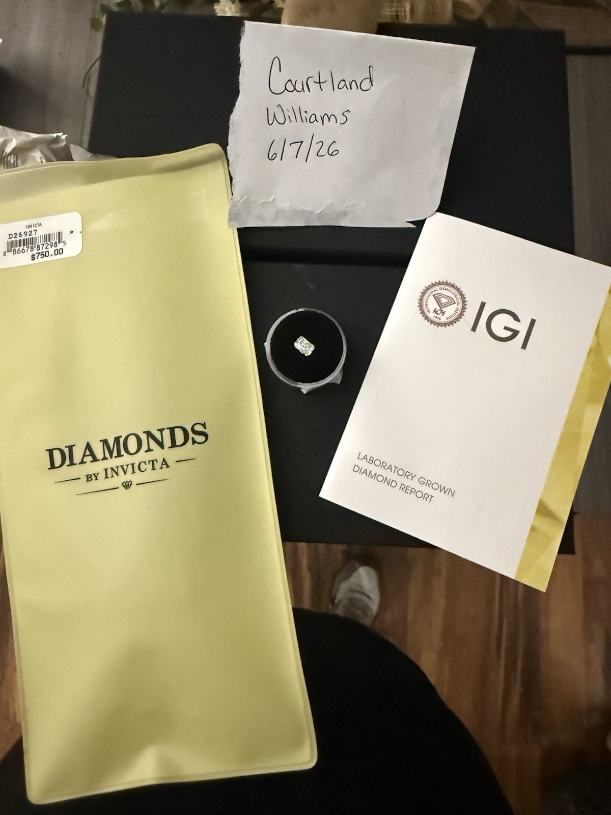 Invicta IGI Lab Grown Radiant Diamond 0.95ct D VS1 EX 6.88×4.99×3.29