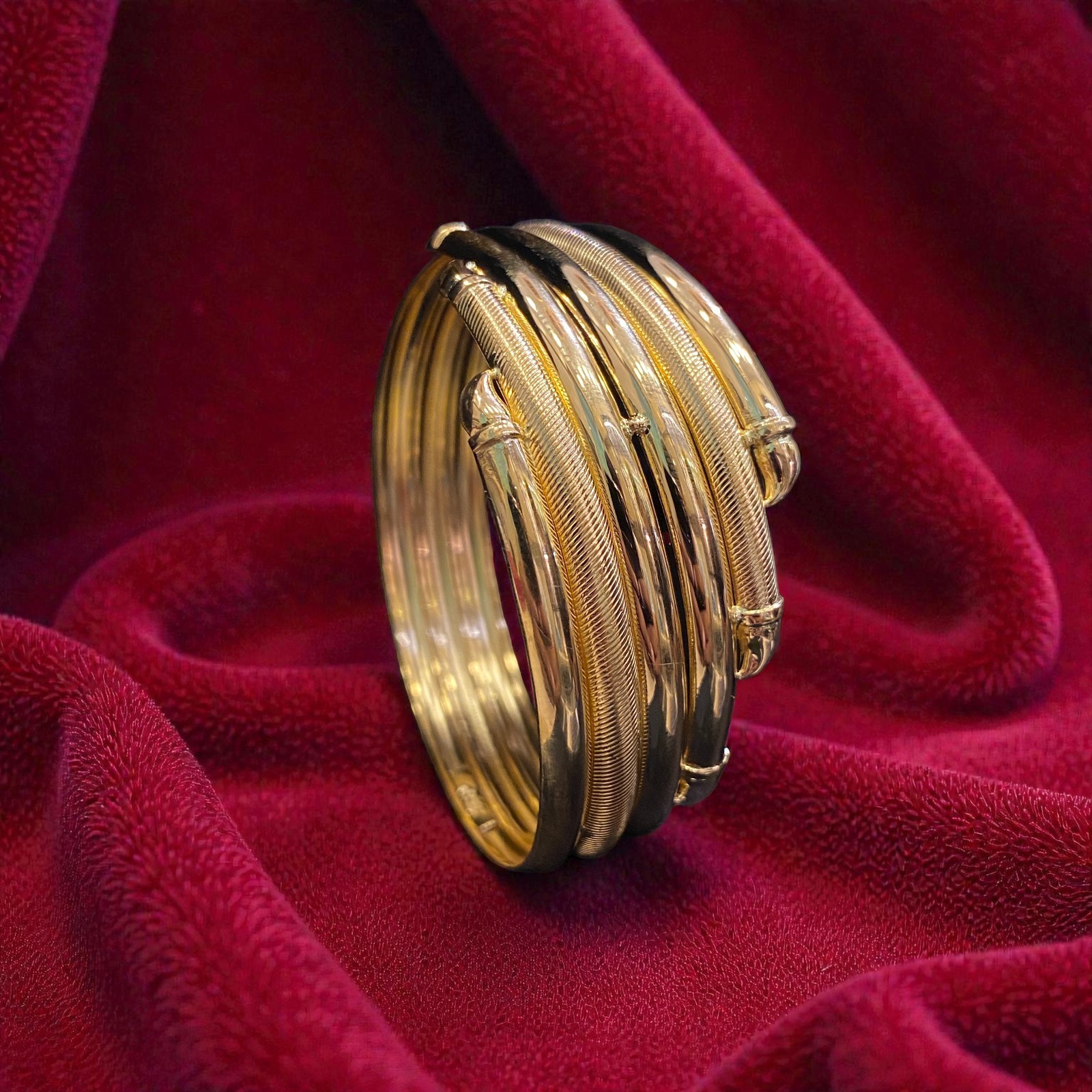 Stunning Dubai Handmade Women’s Bangle Bracelet In Certified 22Karat Yellow Gold