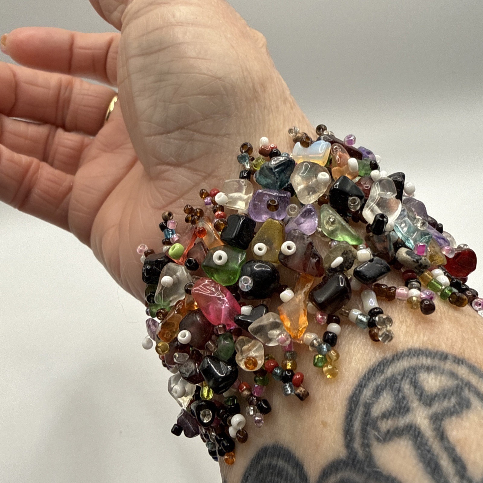 Colorful Boho Beaded Bracelet Wide Cuff Comfortable