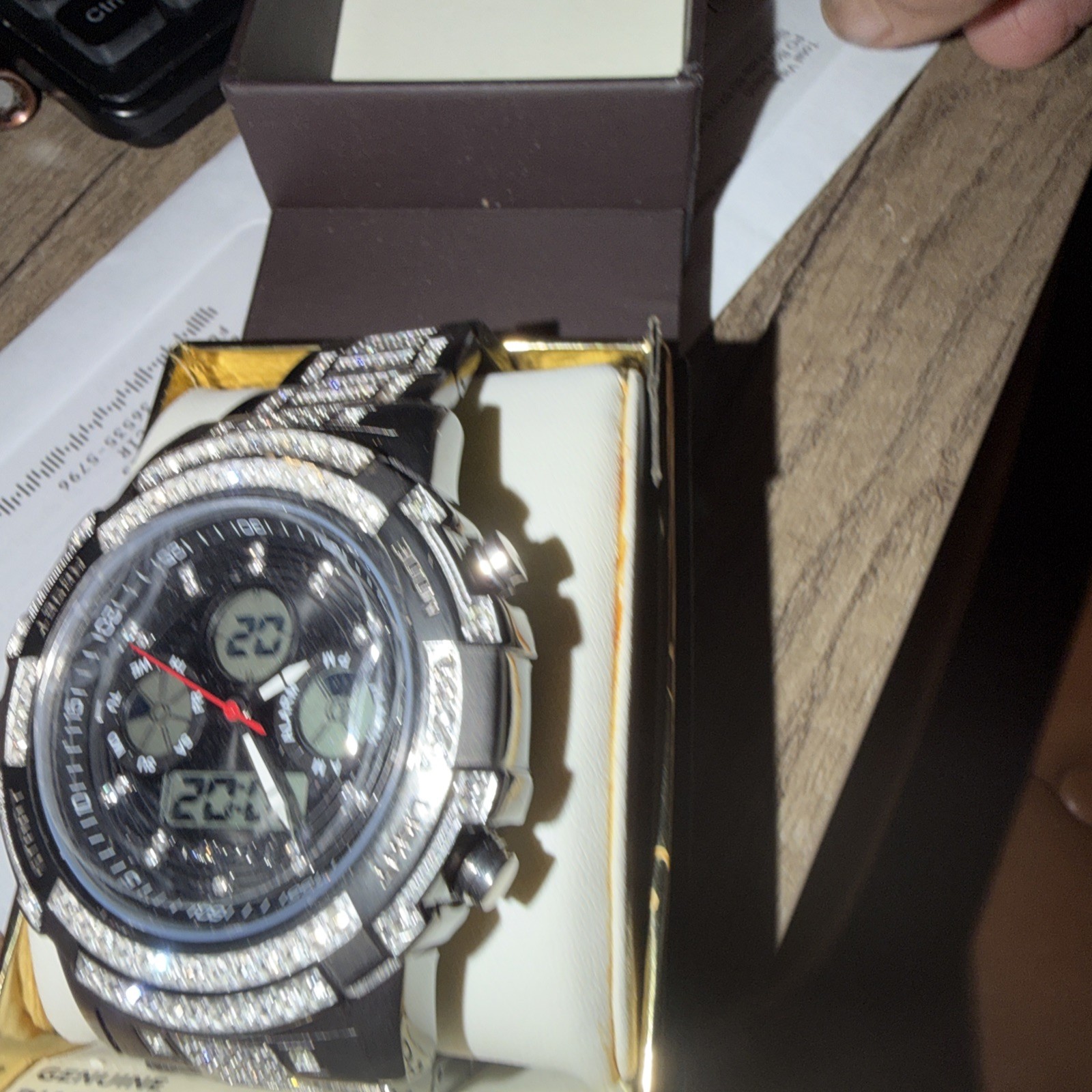 ELGIN Men’s Round Analog/Digital Dual time Chronograph Crystal Watch