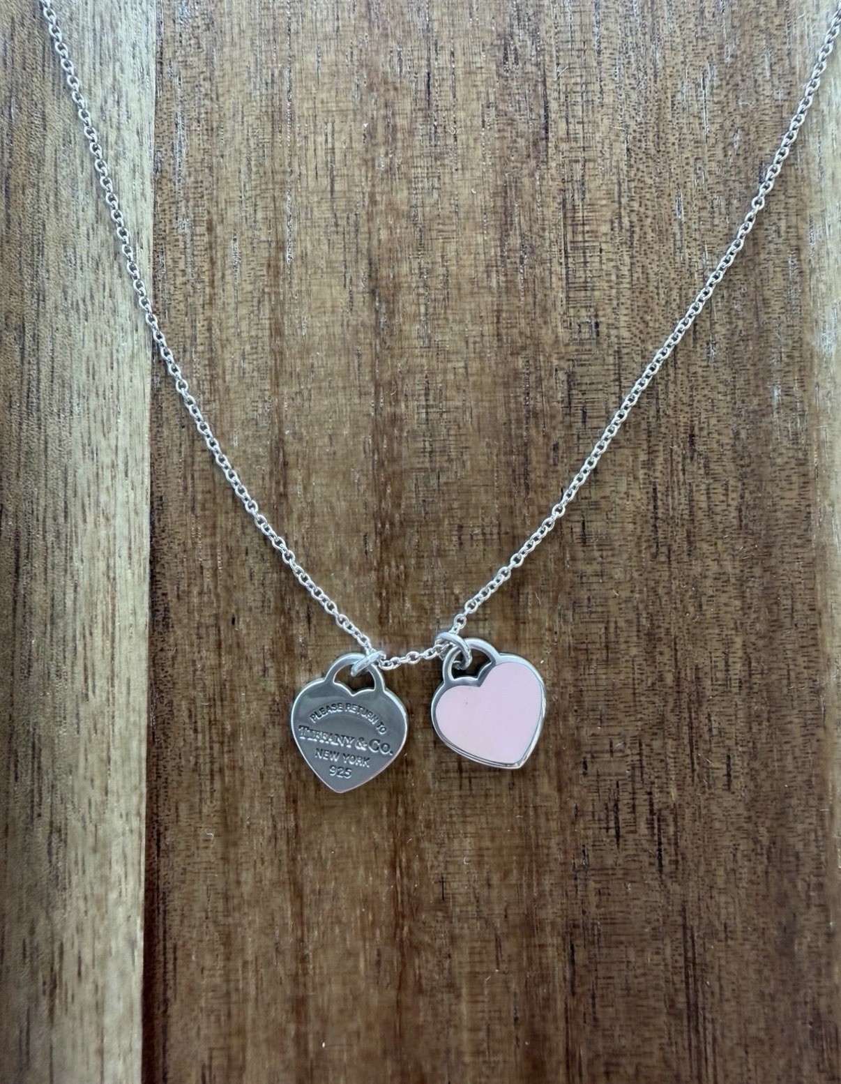 Tiffany and Co Return to Tiffany®Pink Double Heart Tag Pendant in Silver, Mini