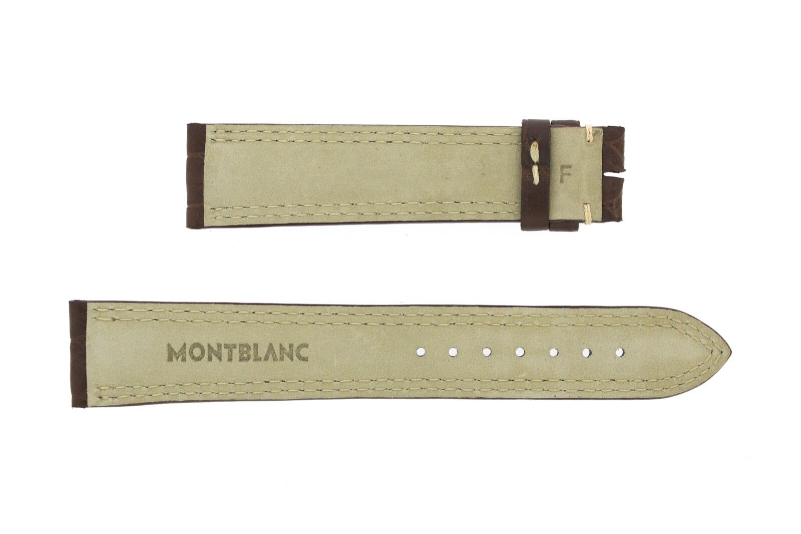 Montblanc Genuine Brown Alligator Ecru Ivory Double Stitch Strap 19mm-17 120-80