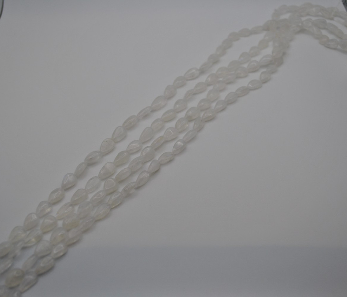 Moonstone Drop Gemstone Strand Smooth Cut Stones (No Clasp)