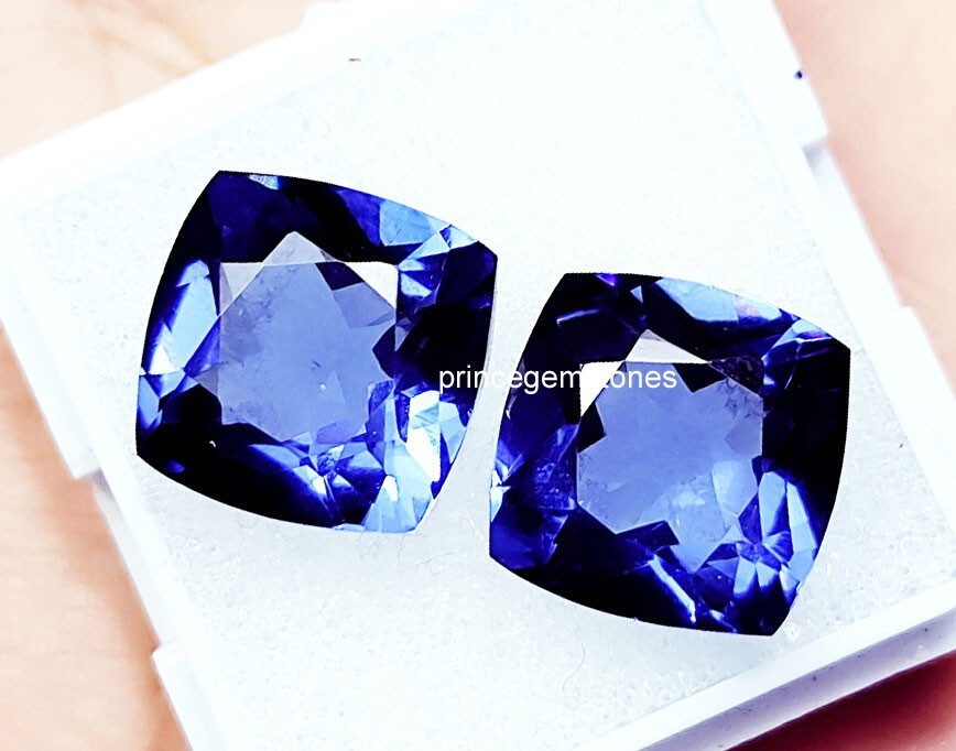 Natural Tanzanite Cushion Cut 16 Ct Pair Certified Loose Gemstone P051