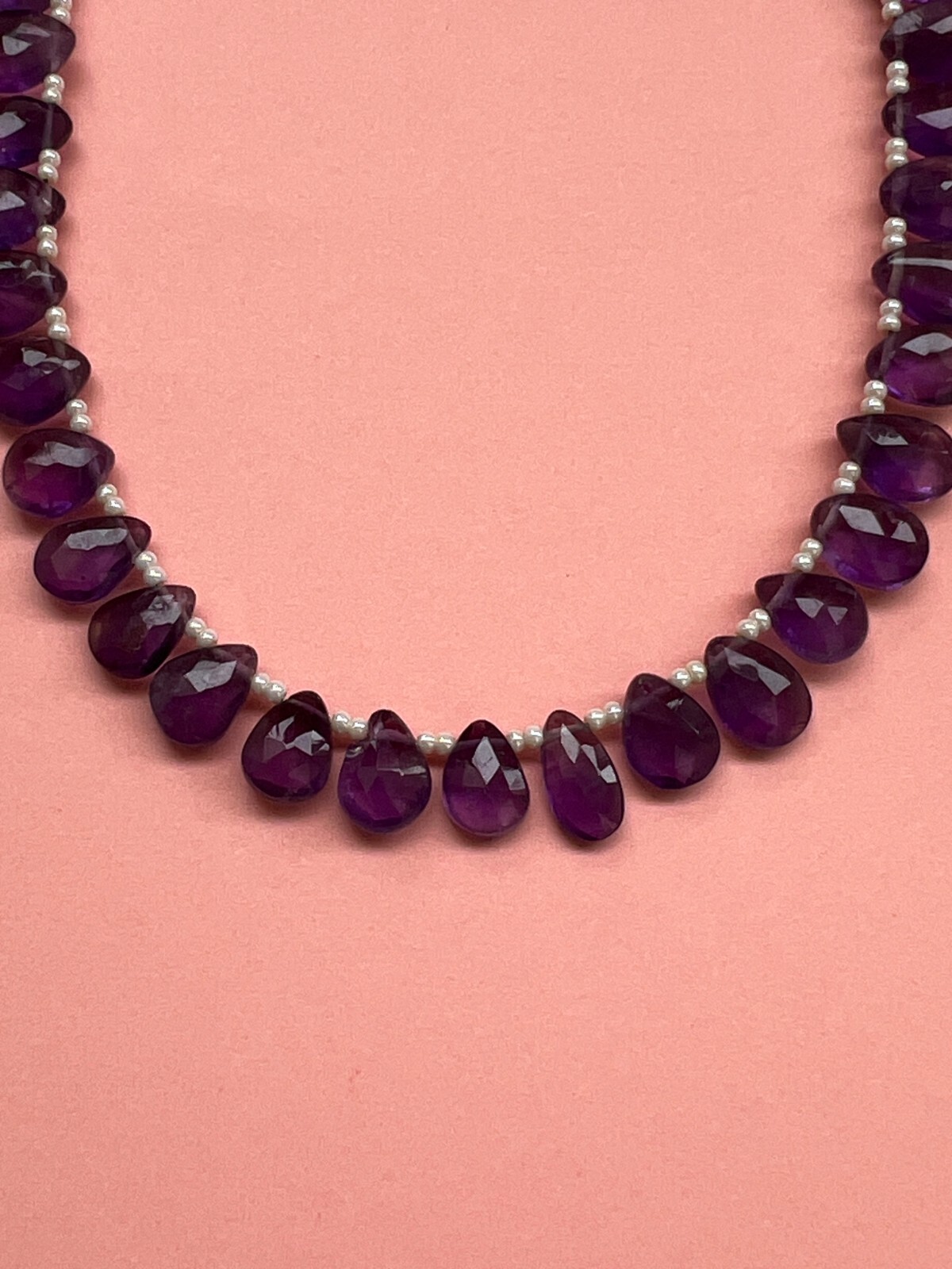 Natural Amethyst Faceted Pear Briolette Beads 1 Strand 8-9mm Teardrop Gemstone