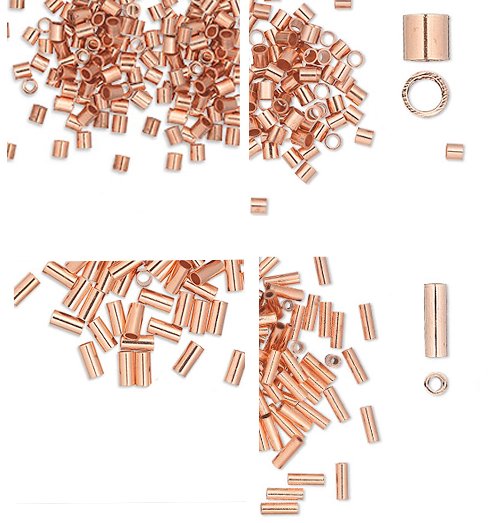 100 Highly Polished Copper Seamless Crimp Tube Beads Or Beading Spacer Tubes