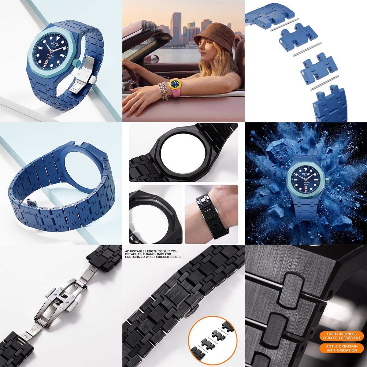 Bioceramics Band Case For Swatch x AP Royal Pop Integrated Link Bracelet Mod Kit