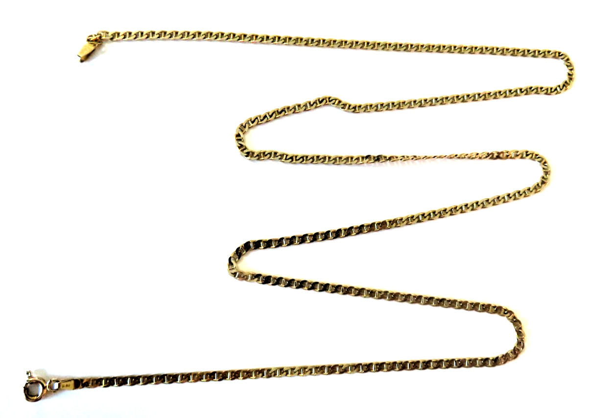 PRB Real Solid 14K Yellow Gold Thin Mariner Link Chain Necklace 24″LONG 2.5 mm