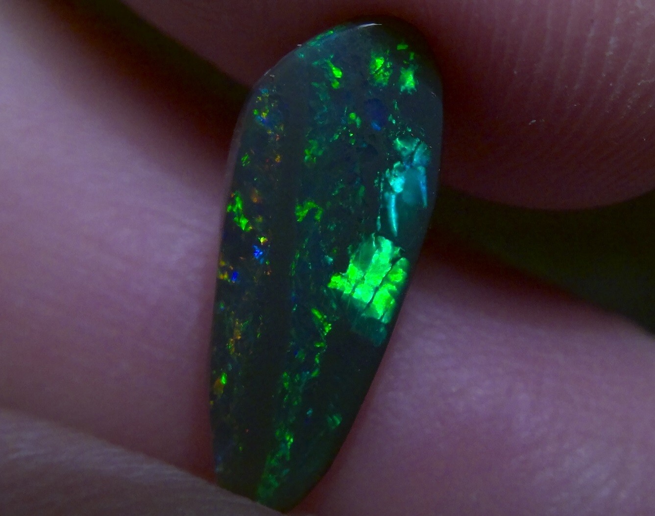 1.78ct solid Lightning Ridge black opal, stunning multicolour *see video*