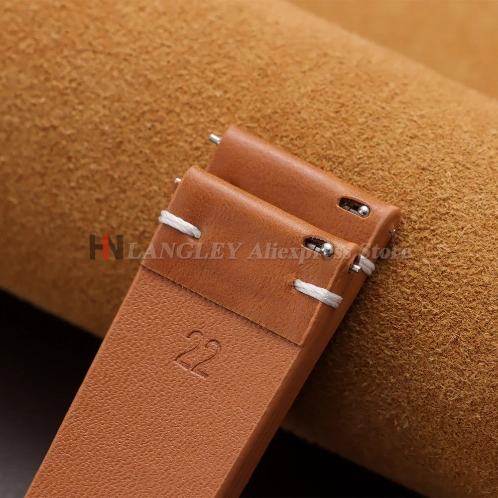 Retro Oil Wax Genuine Leather Watch Band 18 19 20 21 22 24mm Thin Cowhide Strap