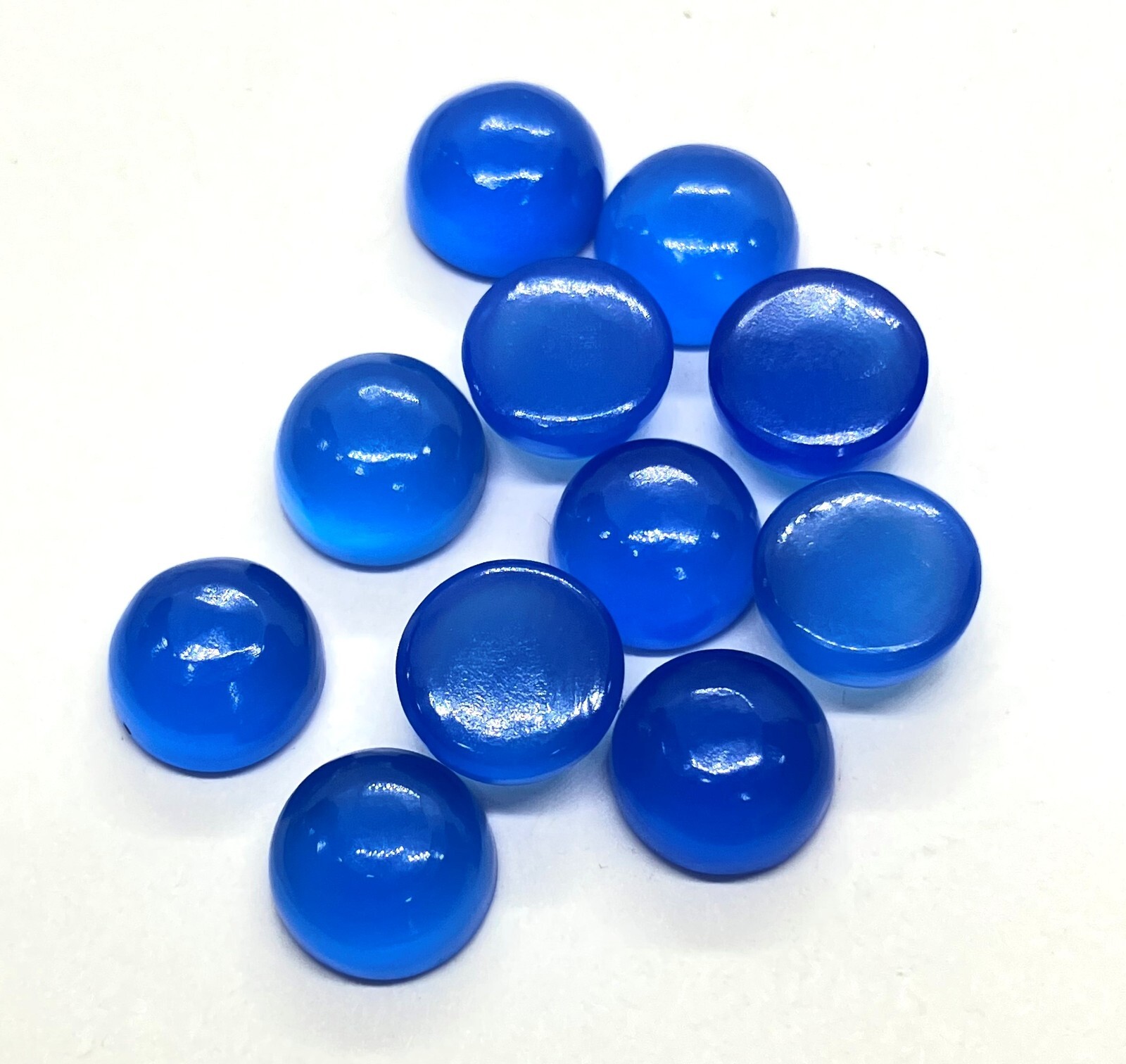 Round Flat Back Blue Chalcedony AAA Natural Loose Gemstone For Making Jewelry