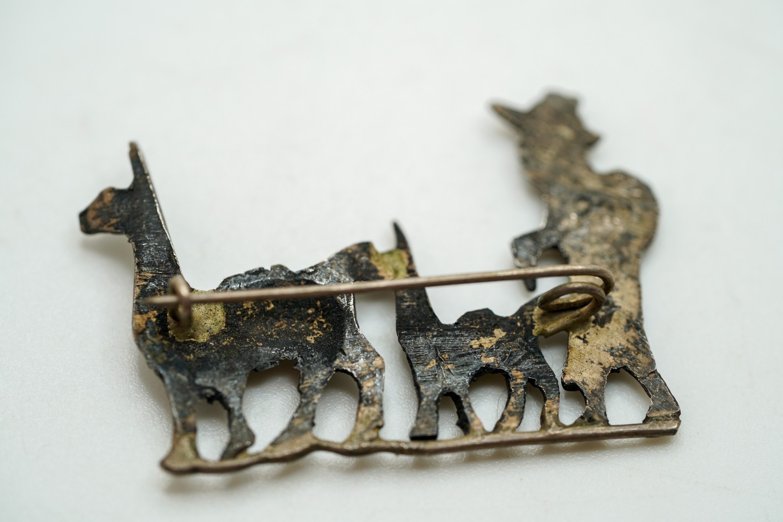 Vintage Sterling Silver LLAMA FARMER Brooch 3.6cm JB49